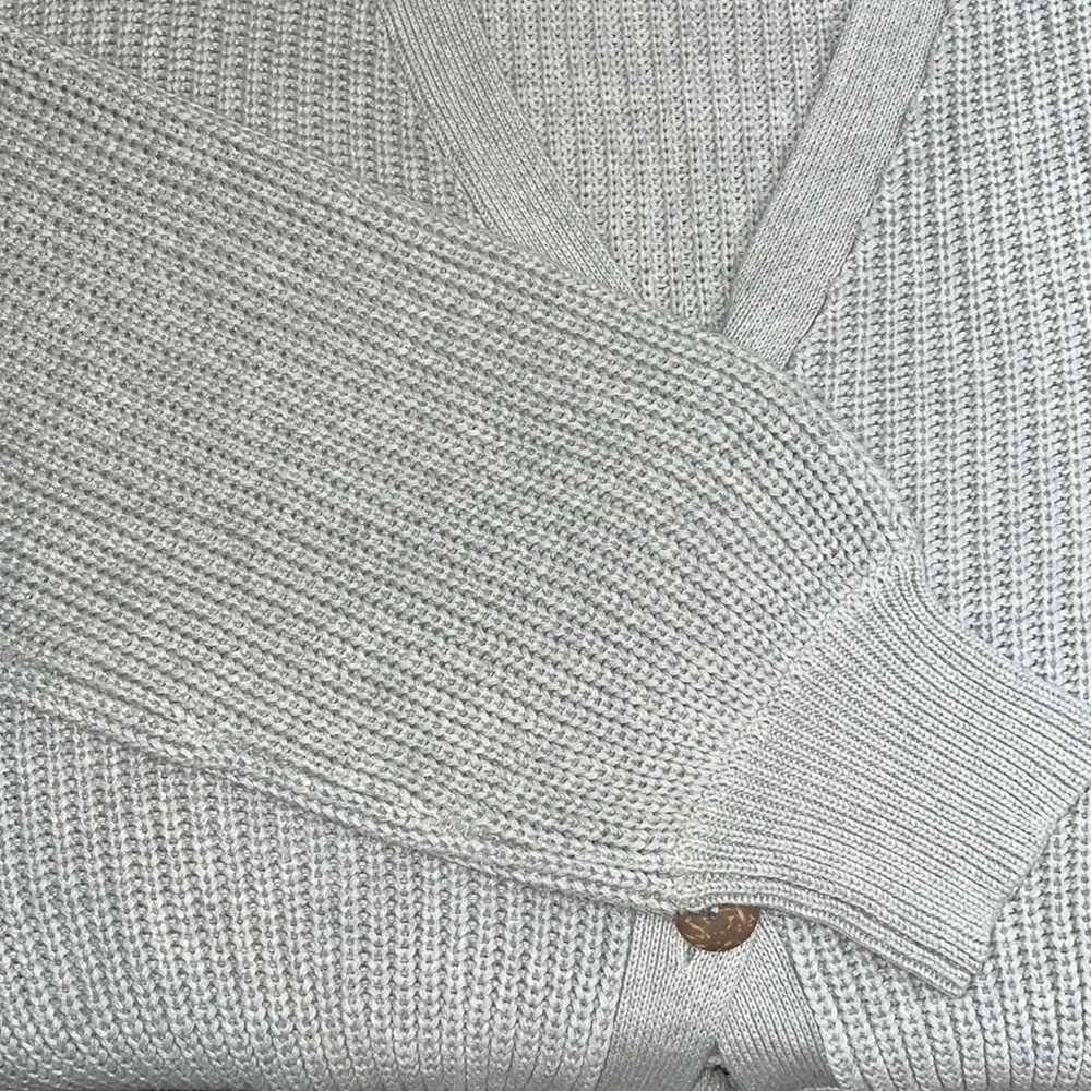 LUMIERE Gray Relaxed Fit Gray Cropped Balloon Sleeve Sweater Sz. L - Picture 11 of 15